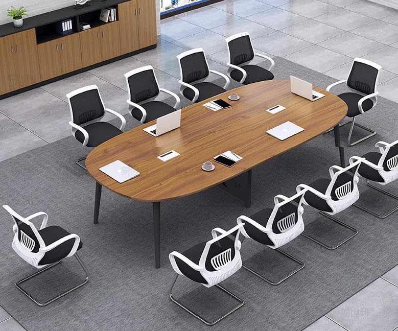 Image of Conference Meeting Table Oval Shape Design for Office, Boardroom, Corporate Meetings, Modern Conference Room Furniture (MCT-061 LPB L8W4)