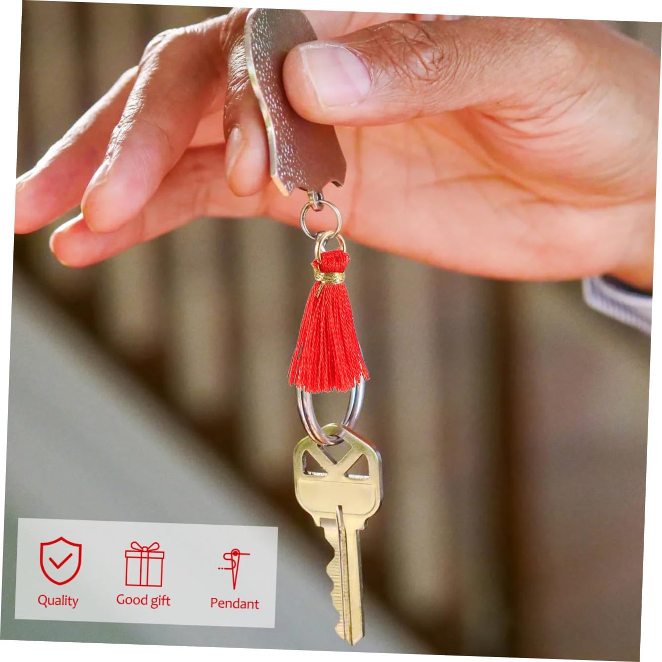 30pcs Red Tassel Pendants with Loop for DIY Crafting and Keychain Accessories, 2cm Decorative Packaging Tassels for Sewing, Curtain, Fan, and Embellishments