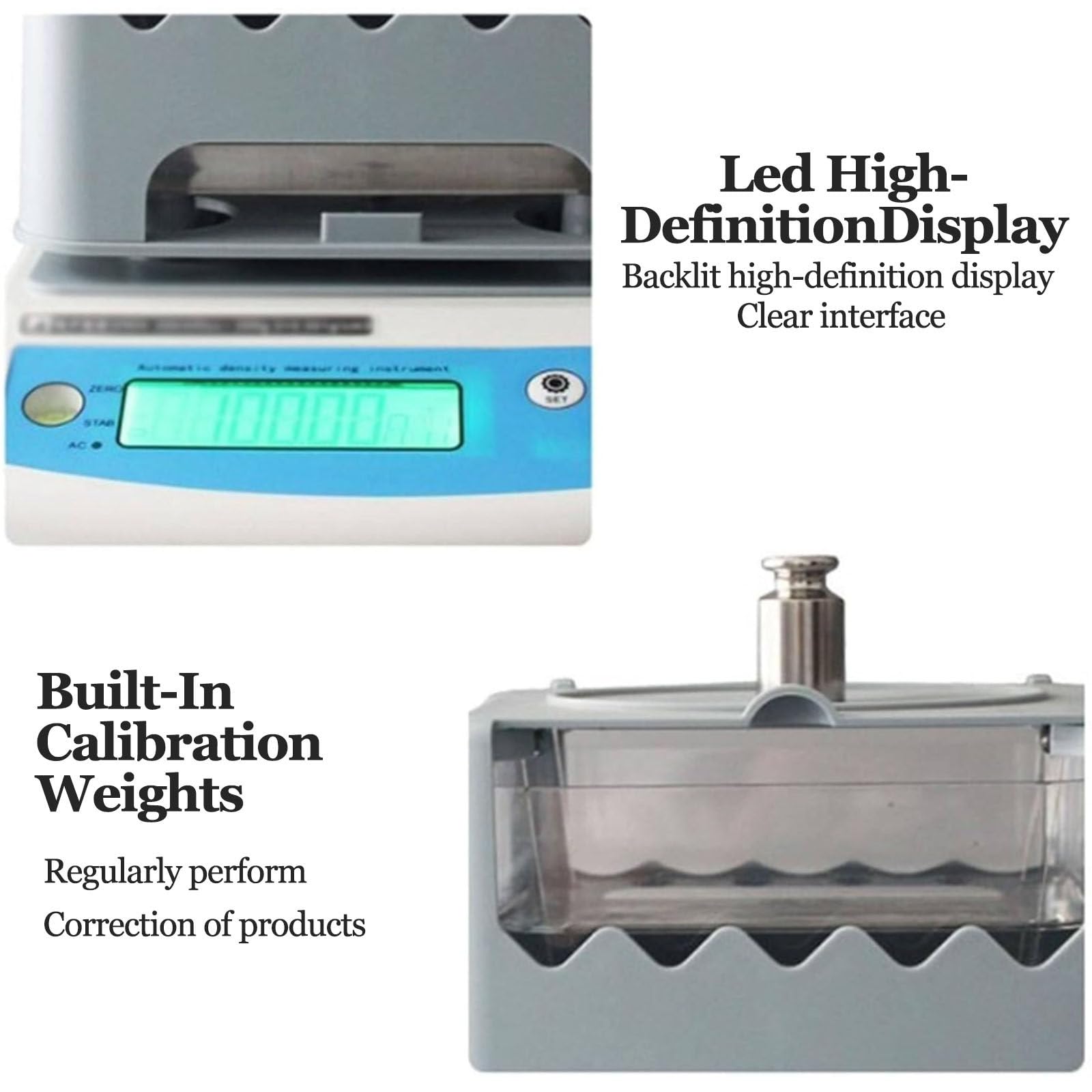 Medidor electrónico de densidad de alta precisión para minerales y piedras, instrumento digital de medición de densidad de goma, precisión de 0,001 g/cm³, ideal para uso en laboratorio