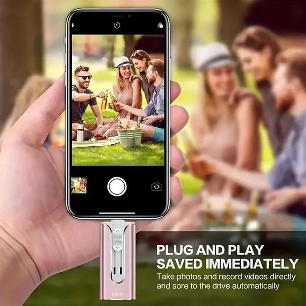 Periodicali 3 in 1 Flash Drive, 32 ~ 256 GB Micro USB + 8 pin + USB 3.0 3 in 1 U-Disk con adattatore di tipo C per telefoni/PC, per foto e file video (argento, 256 GB)