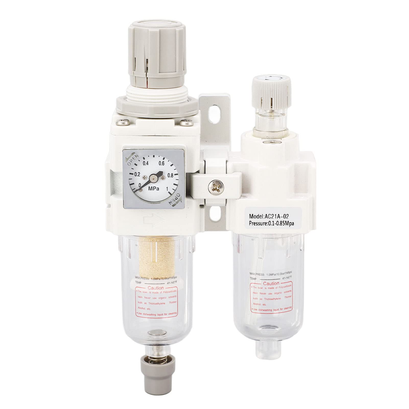 Combinazione di regolatore e lubrificatore per filtro dell’aria, regolatore di pressione dell’aria per attrezzi pneumatici con ingresso e uscita da G1/4", separatore di acqua e