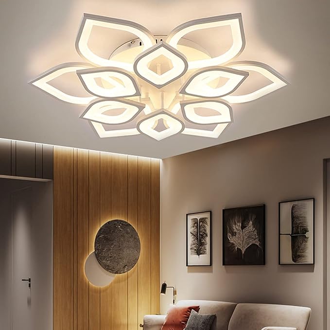 UZOURI LED Plafondlamp met Afstandsbediening Dimbaar Wit Acryl Bloemblaadjes Slaapkamer Woonkamer Kinderkroonluchter photo 2