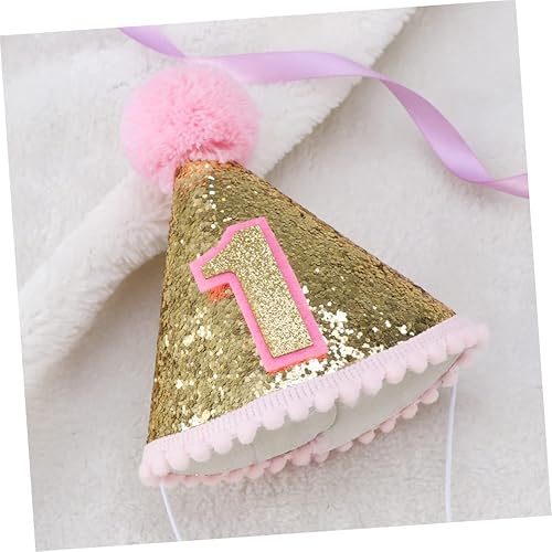 Miniatura 9 de Gadpiparty Gorro brillante para fiesta de primer cumpleaños, para niños y niñas, diadema de papel, suministros para fiestas de niños y niñas