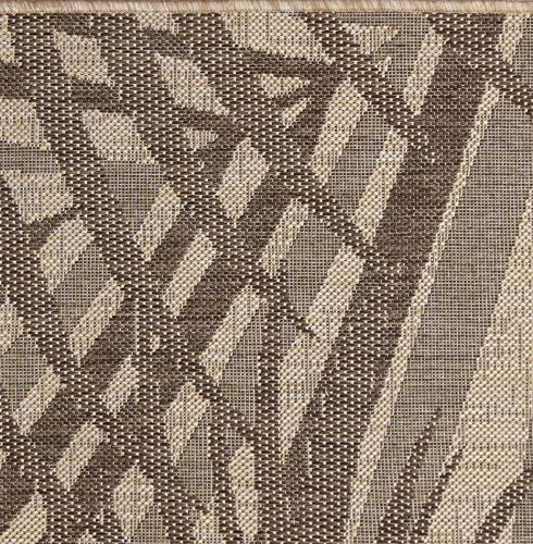 Gertmenian Indoor Outdoor Area Rug, Classic Flatweave, Washable, Stain & Uv Resistant Carpet, Deck, Patio, Poolside & Mudroom, 8X10 Ft Large, Royal Palm Leaf, Tan, 21953 #TOP2