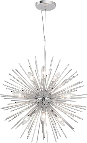 Miniatura 2 de Candelabros Sputnik cromados modernos, lámparas colgantes satelitales de 9 luces, luces de techo de fuegos artificiales en explosión de estrellas