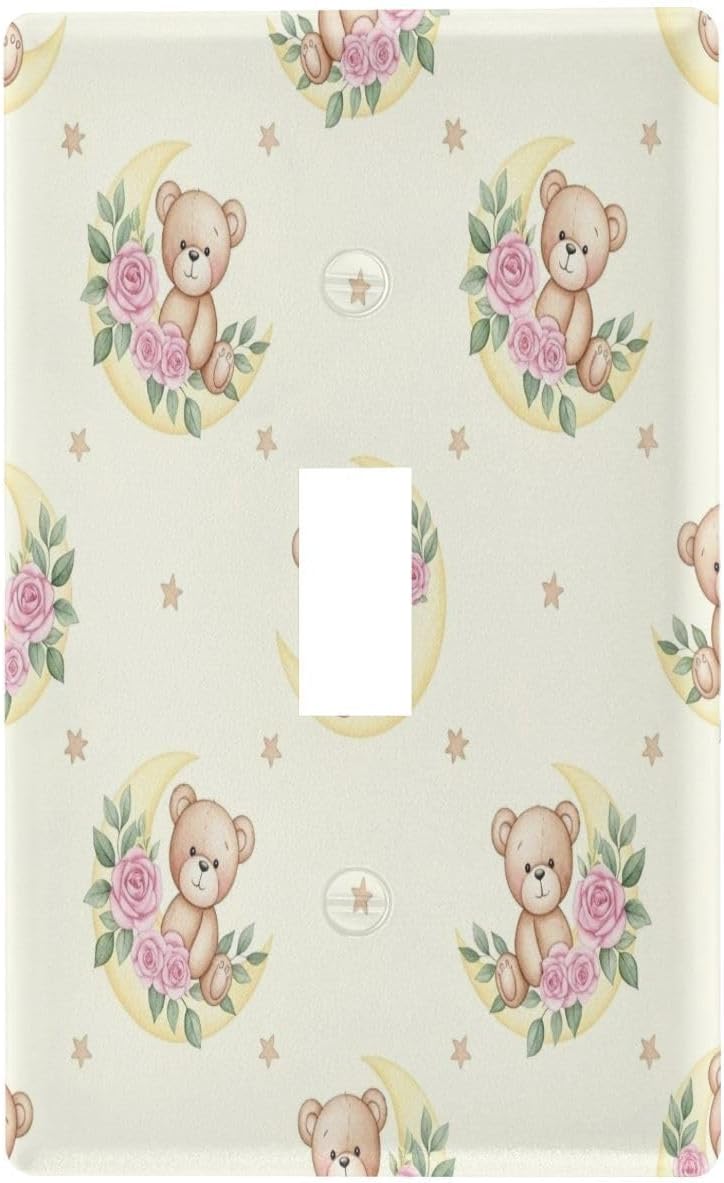 Watercolor Bears Wall Plate Cover, 1-Gang Electrical Outlet Cover Plates Decorator Light Switch Cover for Bathroom Home Decor 4.53 x 2.76 Inch (1 Pack)