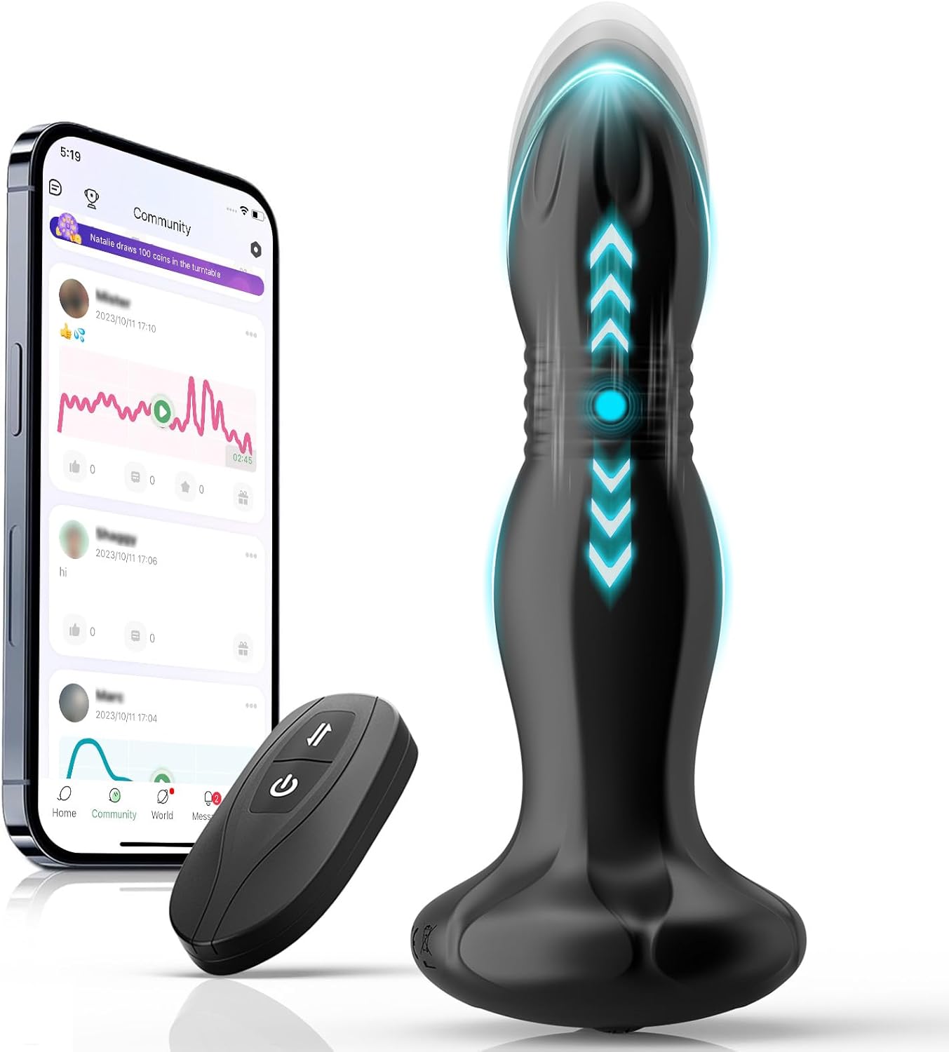 Product image of Thrusting Sex Toys Anal Plugs - Anal Toys Vibrating Butt Plug with 10 Vibrating & 3 Thrusting Prostate Massager, Remote Control Anal Beads G Spot Vibrator Adult Sex Toy for Men and Couple