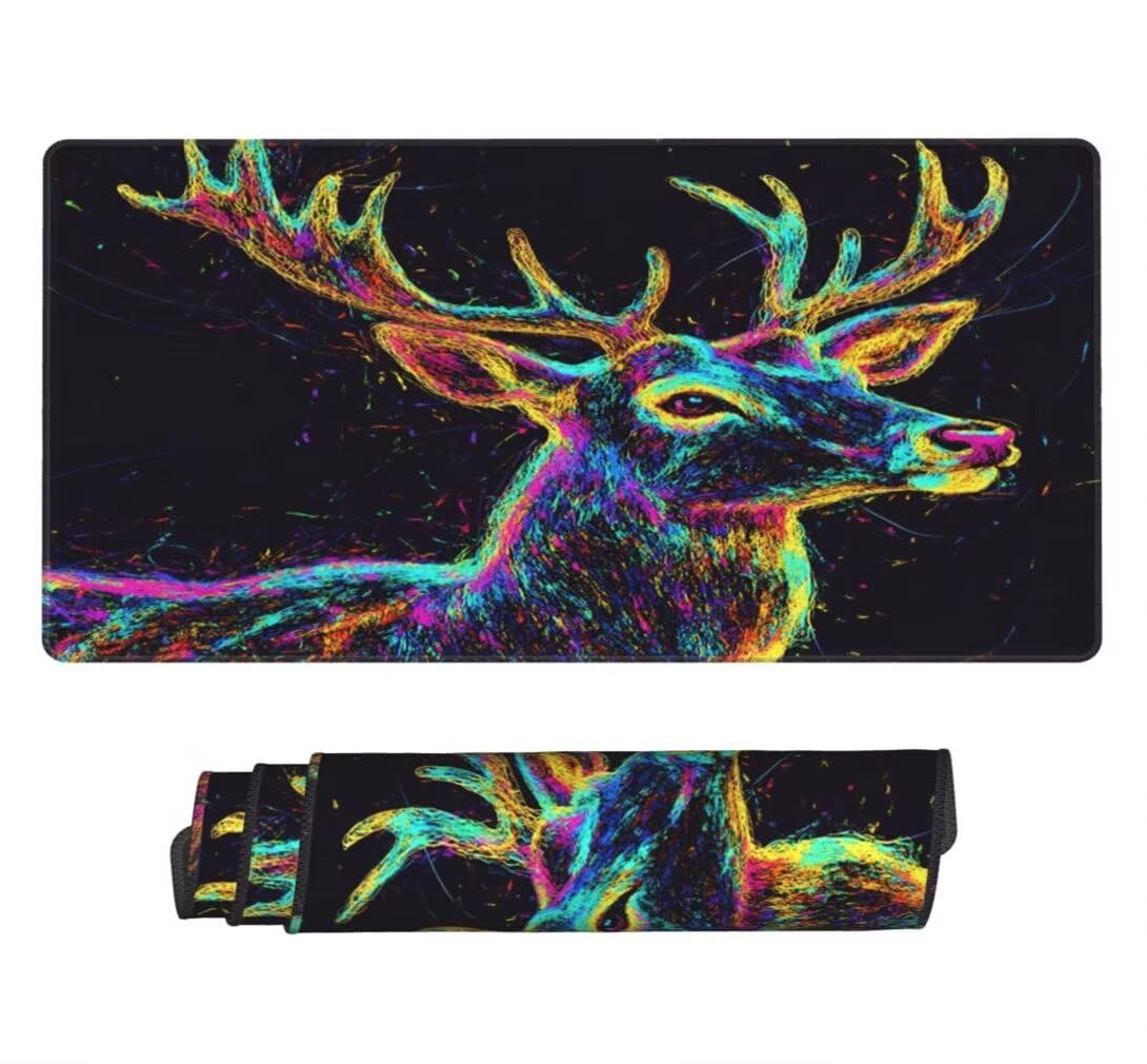 Alfombrilla Raton XXL 1200 x 600 x 3 mm, Mouse Pad Grande Gaming, Alfombrilla de Raton Negro Tapete Escritorio, Lavable Mousepad para Juegos Y Oficina, Impermeable y Antideslizante (Ciervo) -MP1589