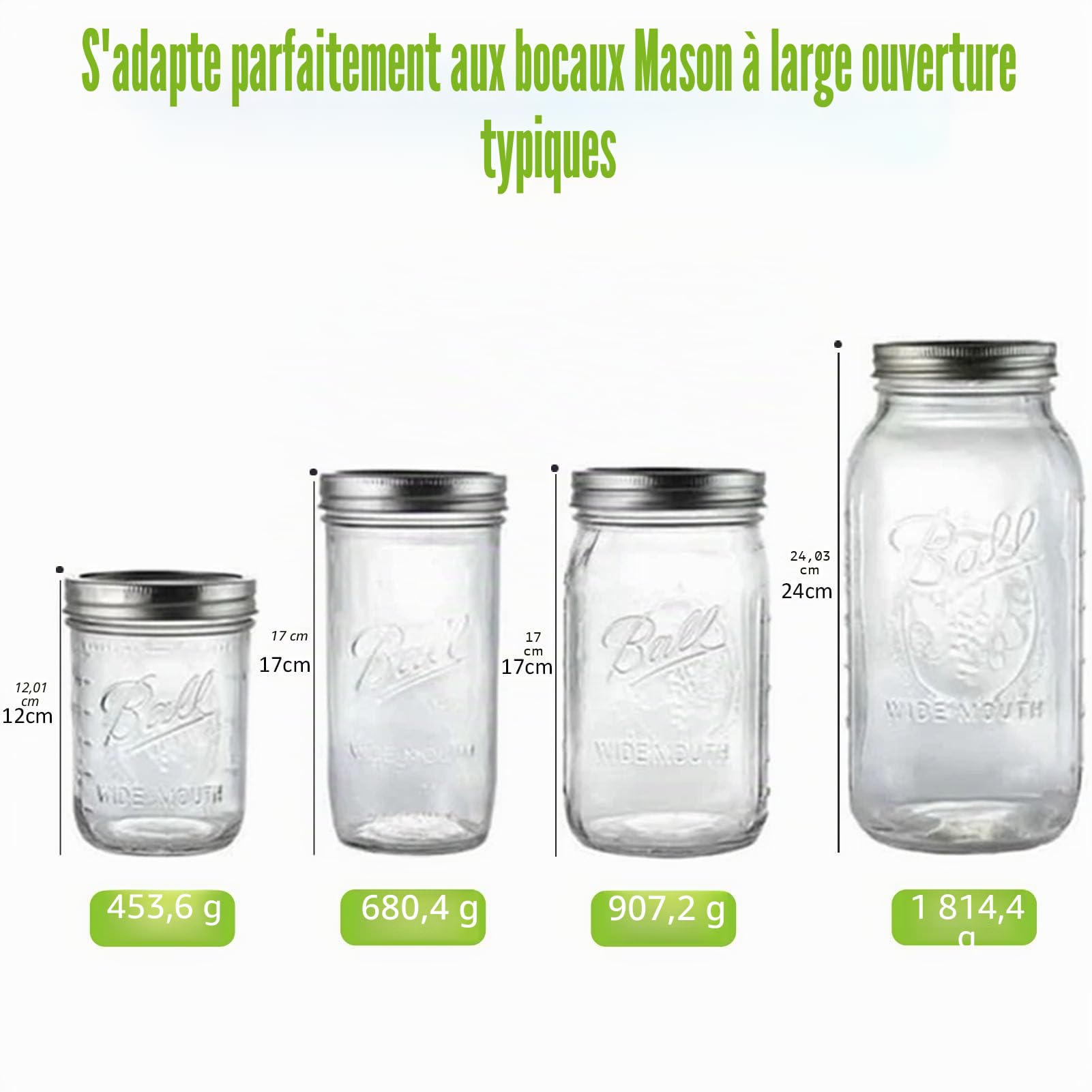 Artcome Lot de 10 poids de fermentation en verre avec poignée à prise facile et design à texture unique pour bocaux Mason à large ouverture