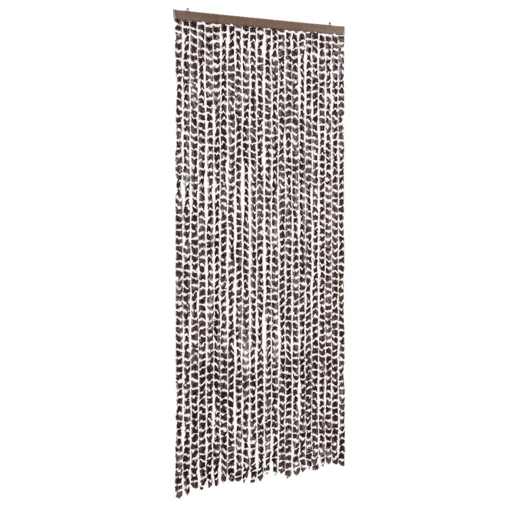 vidaXL Fly Curtain, Fly Screen for Window Living Room Doorways, Door Curtain for Decorations, Fly Blind, Brown and White 100x200 cm Chenille โ image 1