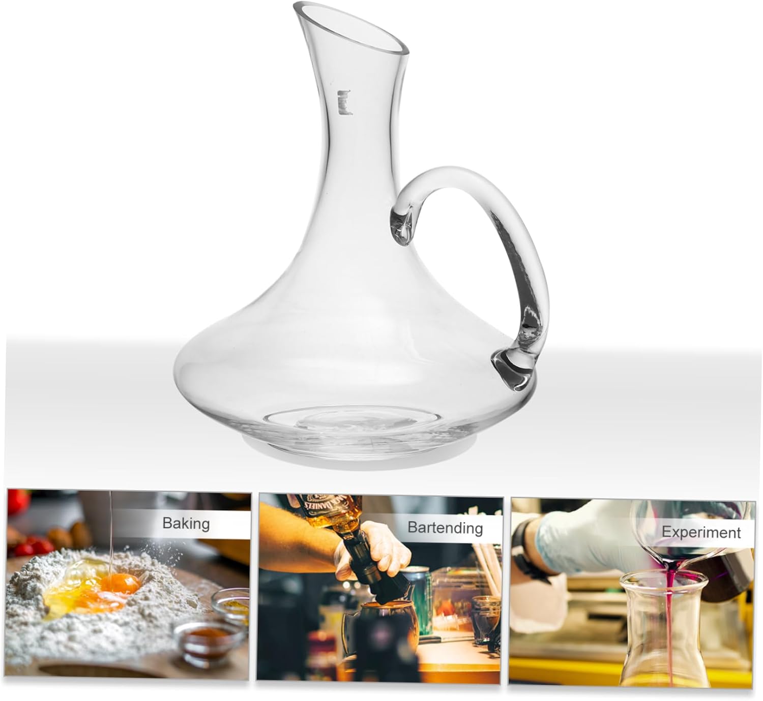 Kichvoe Practical Glass Wine Decanter with Handle Crack Resistant Household Wine Dispenser for Restaurants Bars Home Use Transparent Elegant Design Enhances Drinking Experience