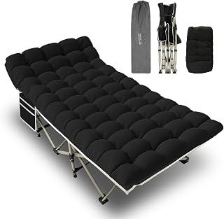 YELLOW JACKET Camping Cot with Mattress for Adults, Upgraded 32" Wide Folding Sleeping Cot, Portable Camping Cot with Carry Bag, Cot for Camping 600lbs Max Load, Home,Office,Travel
