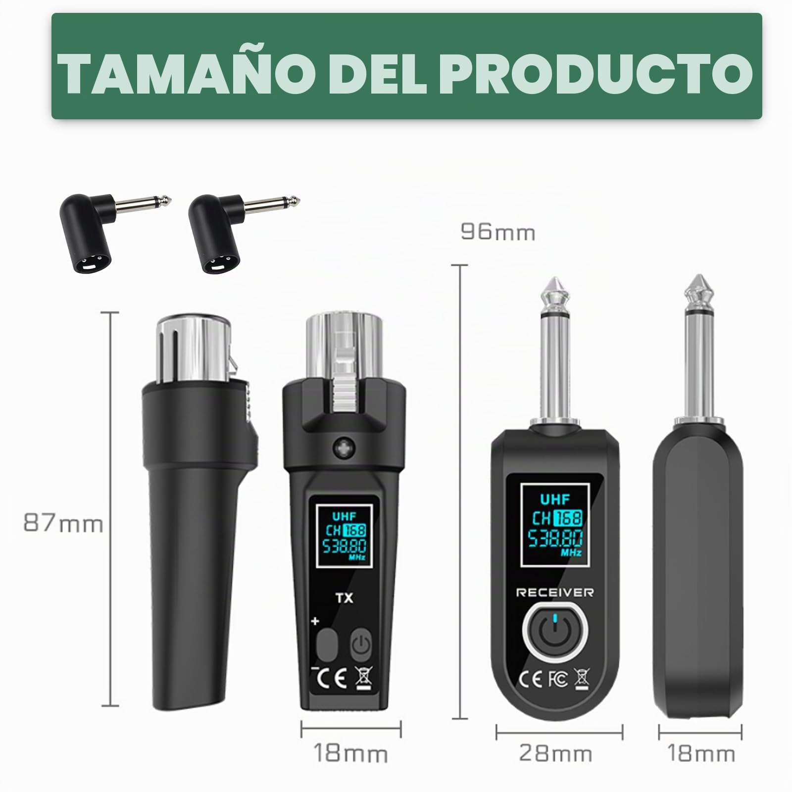 Ricevitore de micrófono XLR inalámbrico, 2,4 GHz, 1 a 2 UHF, transmisor/receptor inalámbrico para micrófonos dinámicos y de condensador, mezclador de audio, 50 m, adaptador de micrófono de radio para