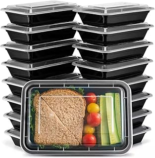 Efforias [10 Pack, 32oz] 1 Compartment Plastic Meal Prep Containers - Reusable BPA Free Food Containers with Airtight Lids - Microwavable, Freezer and Dishwasher Safe
