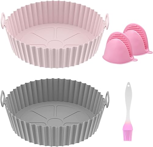 2 forros de silicona para freidora de aire, revestimiento cuadrado reutilizable para freidora de aire, resistente al calor, fácil limpieza, olla de