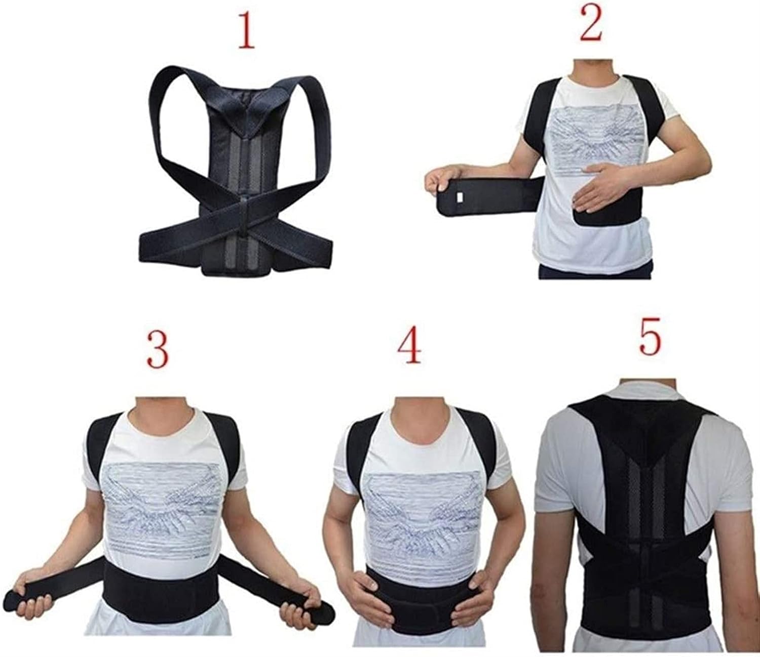 Large Size Posture Corrector Back Support Belt for Women and Men Back Brace Adjustable Comfy Straightener for Spine Back Neck Clavicle Shoulder Pain Relief (Color : Black Size : 3XL) (B (Black Larg
