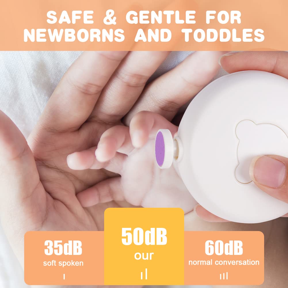 Vicloon Lime à Ongles Électrique pour Bébé,kit de Coupe-Ongles Électrique pour Bebe Alimenté par Pile avec 6 Têtes de Meulage pour Nouveau-né,Nourrisson,Enfants