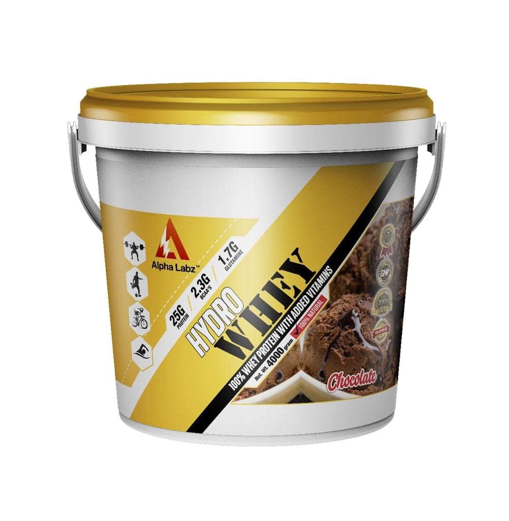 Alpha Labz Hydro Gainer High Protein & High Carbs Mass Gainer For Muscle Mass Gain | 55g Protein & 1096 Calories | Gain Strength & Size | High Calories Formula with Vitamins & Minerals for Weight Gain | Weight Gainer for Women & Men [Chocolate Flavor, 4kg]