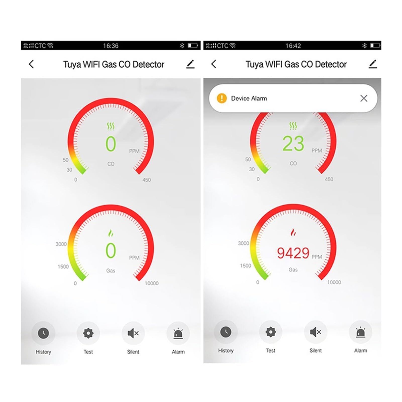 Tuya Smart Life GAS CO Alarm Wycieku Detektor Tlenku Węgla WIFI CH4 Metan Wyciek Paliwa Węgiel Dokładne Monitorowanie Czasie Rzeczywistym