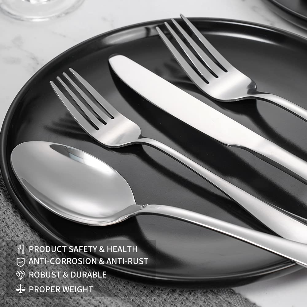 Xingjiake 20-piece Silverware Set with Steak Knives For 4, Flatware Cutlery Set, Stainless Steel Forks And Spoons Silverware Set, Kitchen Utensils Set, Dishwasher Safe view 3