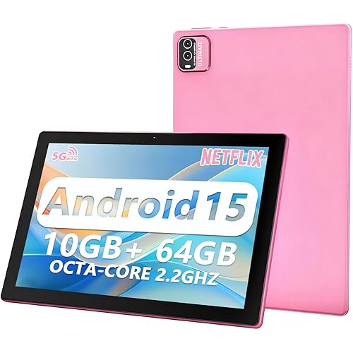 YQSAVIOR Tablet,10.1" Android Tablet with MTK Octa-core Processor 10GB （4GB+6GB Expand） RAM 64GB ROM+1TB Expandable Computer Tablets PC, IPS 1280 * 800 Screen, 2+8MP Dual Camera, WiFi, BT, Pink