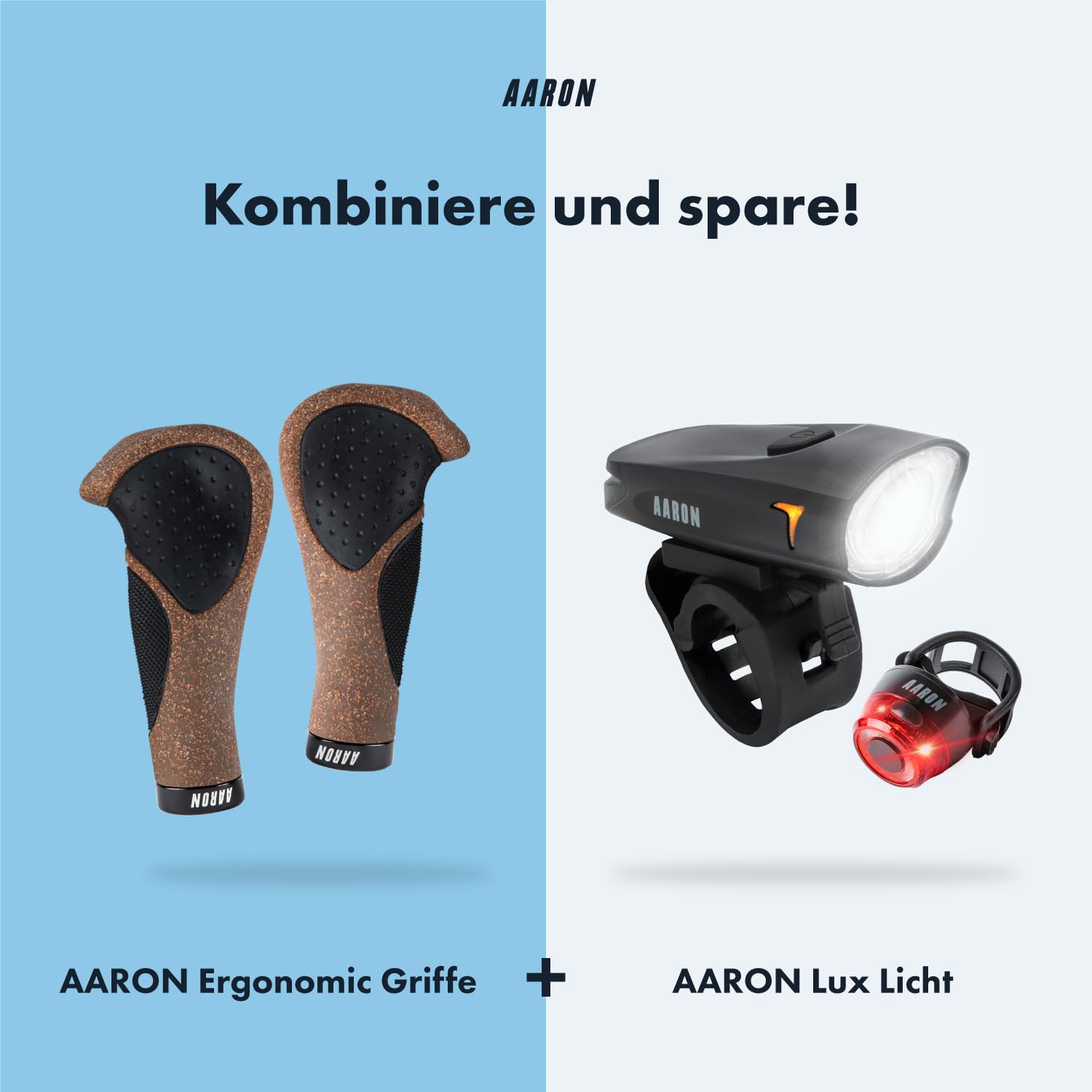 AARON Ergonomic Fahrradgriffe mit Gel Dämpfung, Ergonomische Lenkergriffe aus rutschfestem Gummi, Griffe geeignet für E-Bike, Trekkingrad, Mountainbike, Cityrad, Tourenrad, schwarz