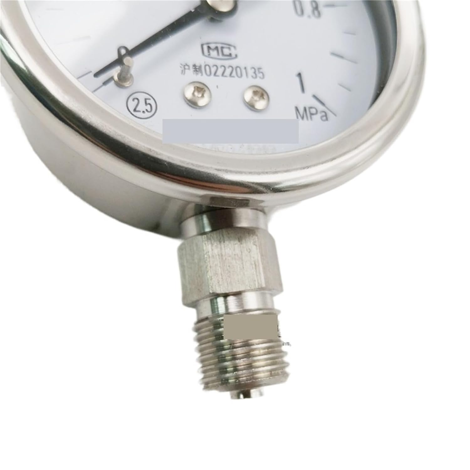 1pc 2.5" 60mm All Stainless Steel Manometer, Lower Mount Pressure Gauge,(0-1.6Mpa)