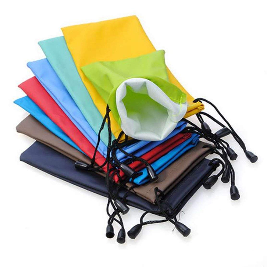 Bsgp Green Pack Of 10 Drawstring Storage Pouch Bag For Sunglasses Eyeglasses Cell Phone Electronic Gadgets