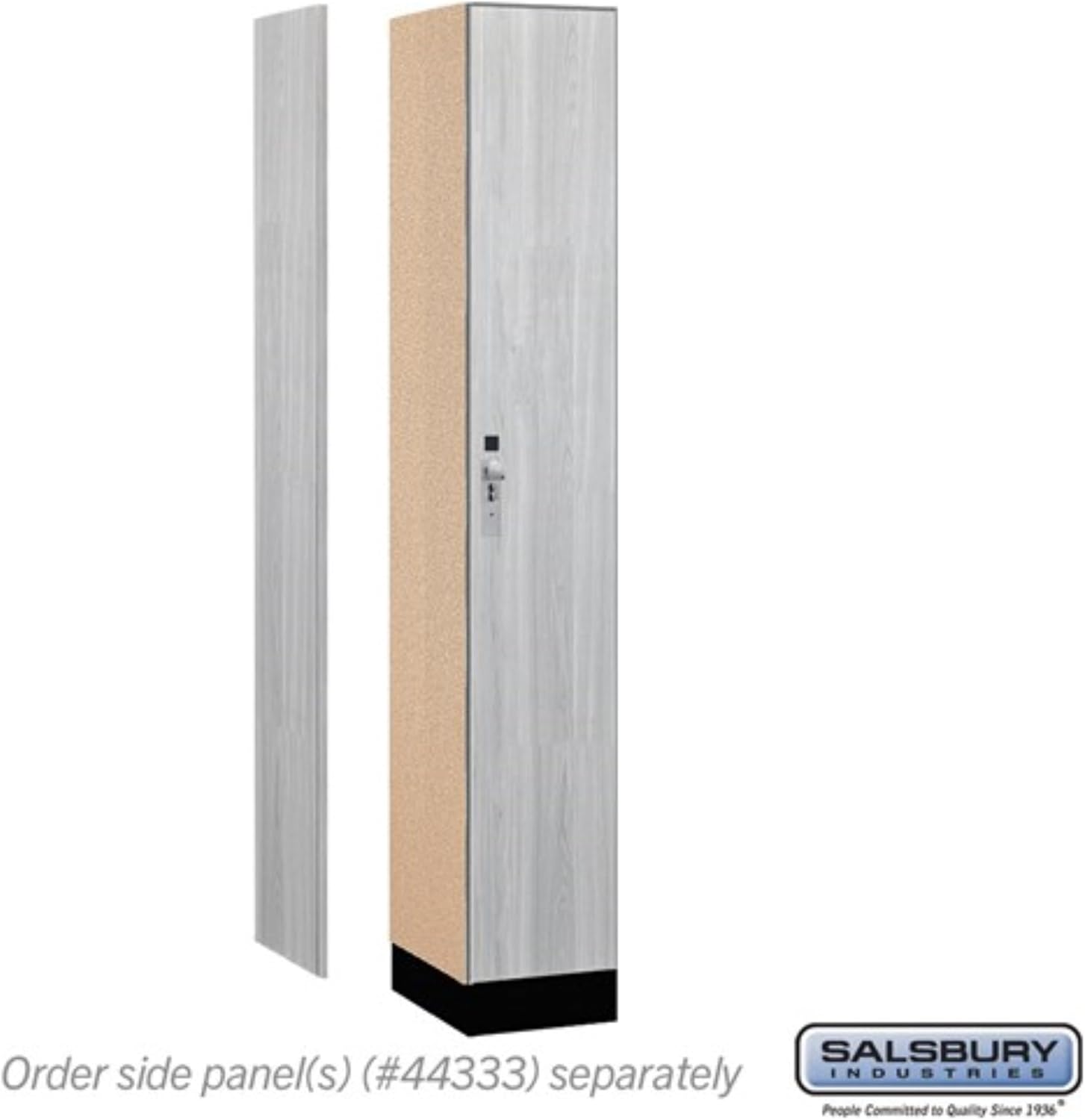 Salsbury 12" Wide Premier Wood Locker-Single Tier-1 Wide-6 Feet High-18 Deep-Silver Teak-Silver Hasps