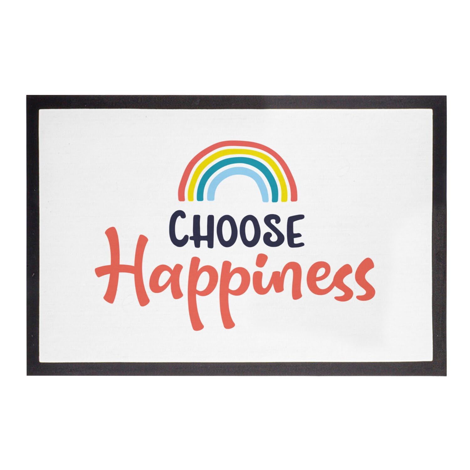 Paillasson Blanc Choose Happiness Arc en Ciel 75x50 cm pour entrée accueillante