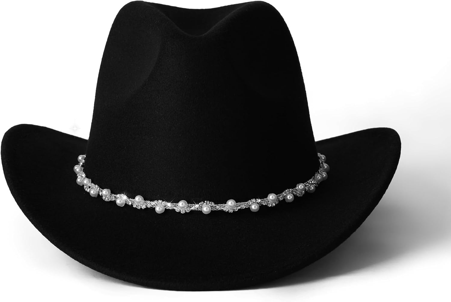 Pearl Hat Shiny Cowboy Wide Brim Womens Hat Party Hats