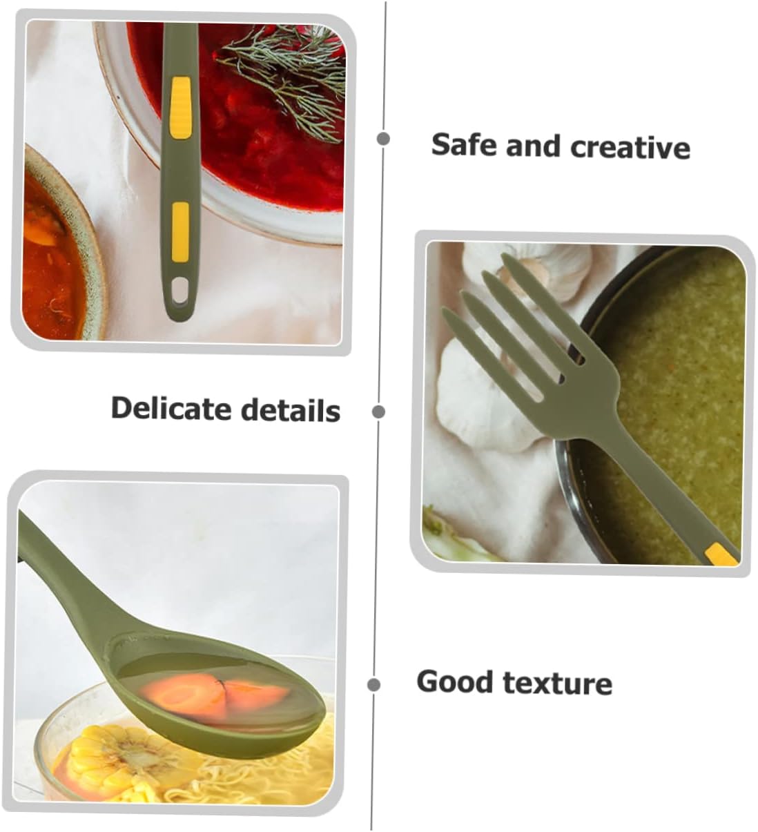 1set Pasta Fork and Silicone Spoon Set Heat-resistant Kitchen Cooking Utensils for Daily Use Lightweight and Odorless for Home Restaurants and More Set