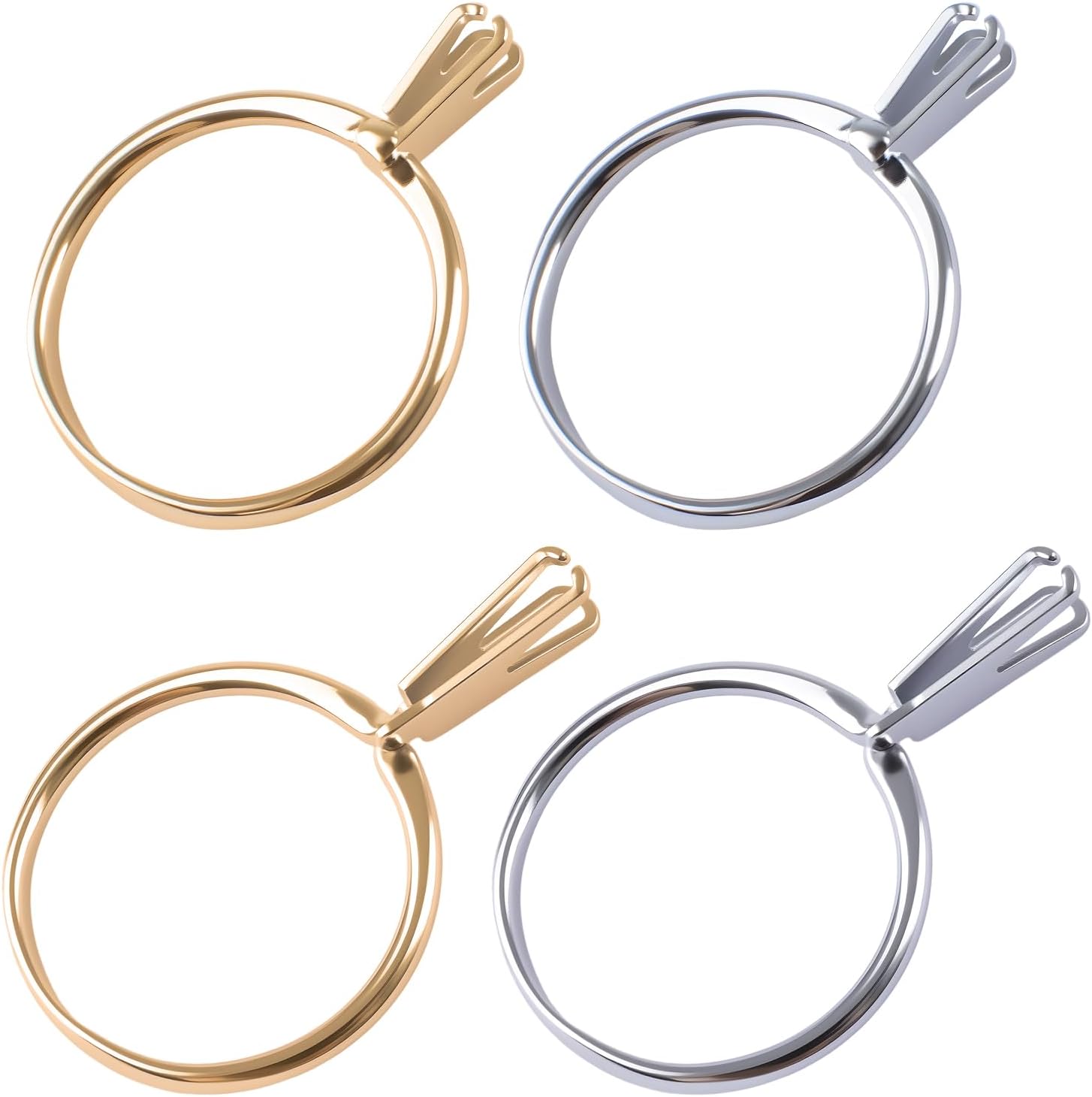 8 Pcs Wedding Ring Try-On Tool Ring, Gold and Silver Gemstone Holder Ring Jewllers Display Ring Craft Tool with Wiping Cloth