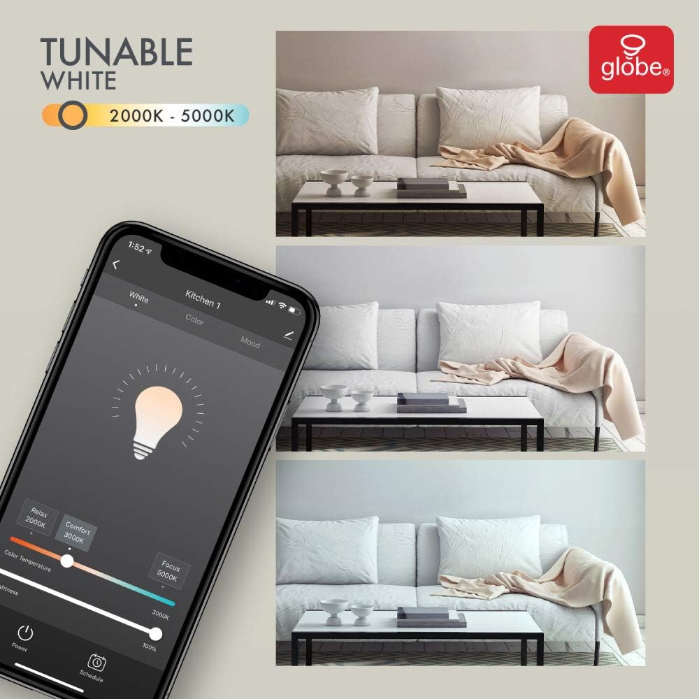 🔥 Globe Electric 50043 Wi-Fi Smart 10 Watt (90W Equivalent) Multicolor Changing RGB Tunable White Frosted LED Light Bulb, No Hub Required, Voice Activated, 2000K - 5000K, PAR38 Shape, E26 Base Buу 1 gеt 1 🔥 Globe Electric 50043 Wi-Fi Smart 10 Watt (90W Equivalent) Multicolor Changing RGB Tunable White Frosted LED Light Bulb, No Hub Required, Voice Activated, 2000K - 5000K, PAR38 Shape, E26 Base