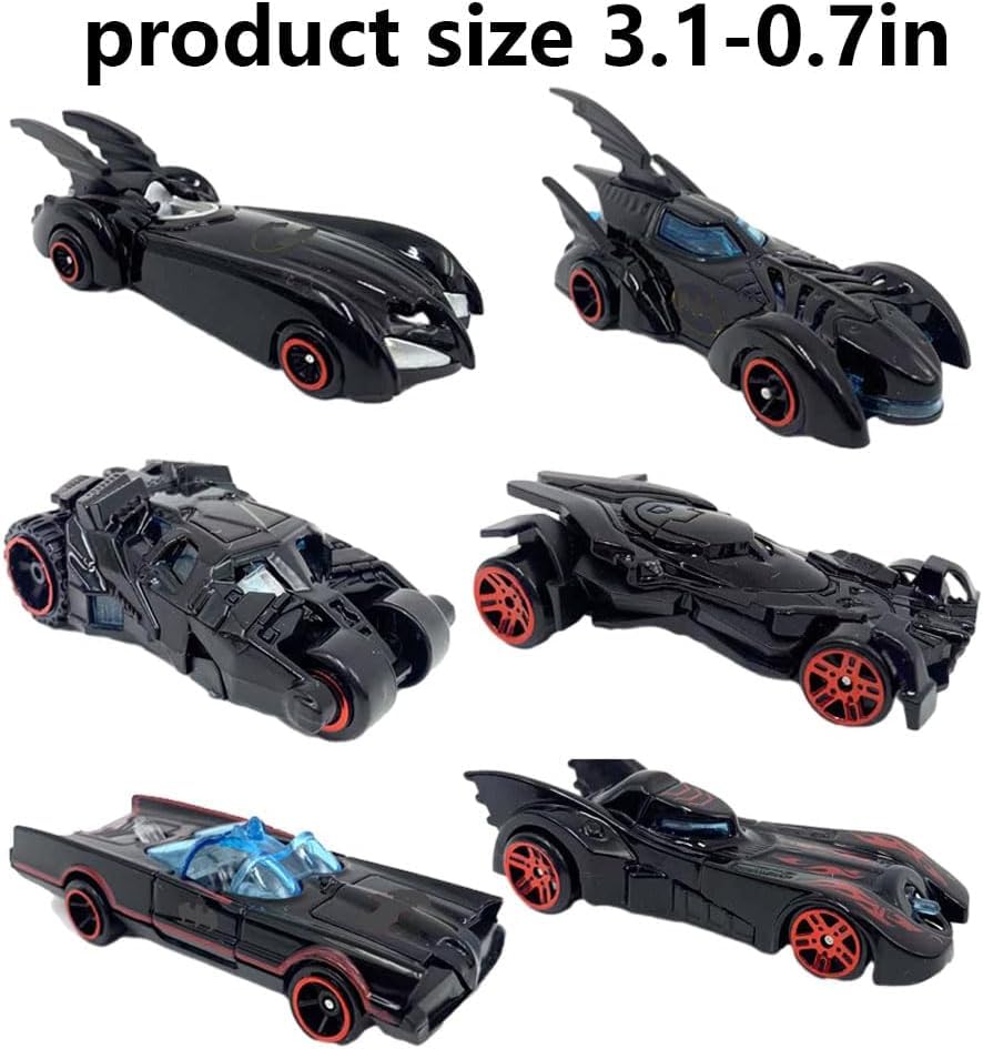 PLUSPOINT Black Super Hero Metal Cars Set Push N Go 6 Pc Vehicles, Racing Cars Play Set for Toddlers,Boys Die-Cast Car Set, Cake Decorations Topper Birthday Gift(Bat 6pc) 4