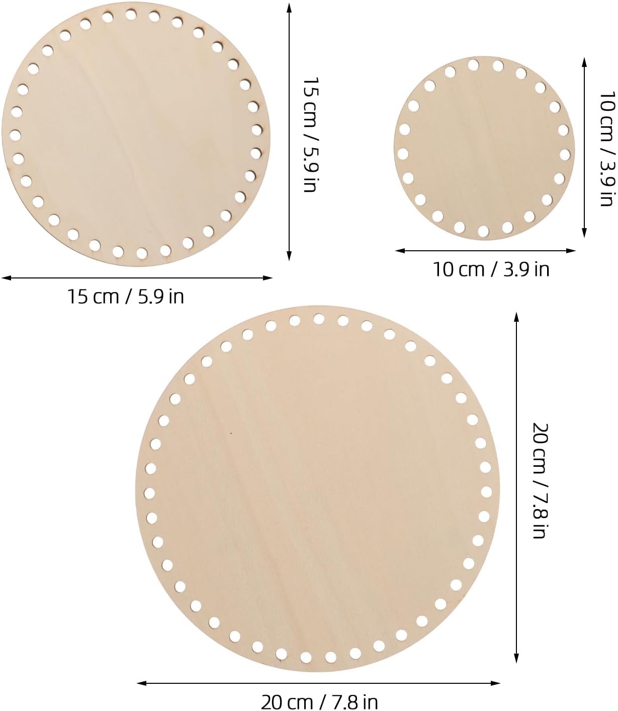 TEHAUX 12pcs Wooden Round Basket Bottoms with Holes for DIY Weaving