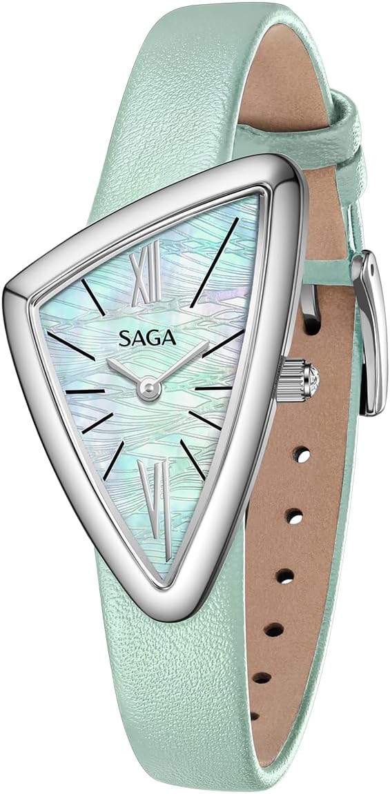 Sailboat Women's Luxury Quartz Watch with Swiss Movement, Roman Numeral Dial, Danube Crystal, Stainless Steel Triangular Case, 3ATM Water Resistant - Elegant Gift for Small Wrists