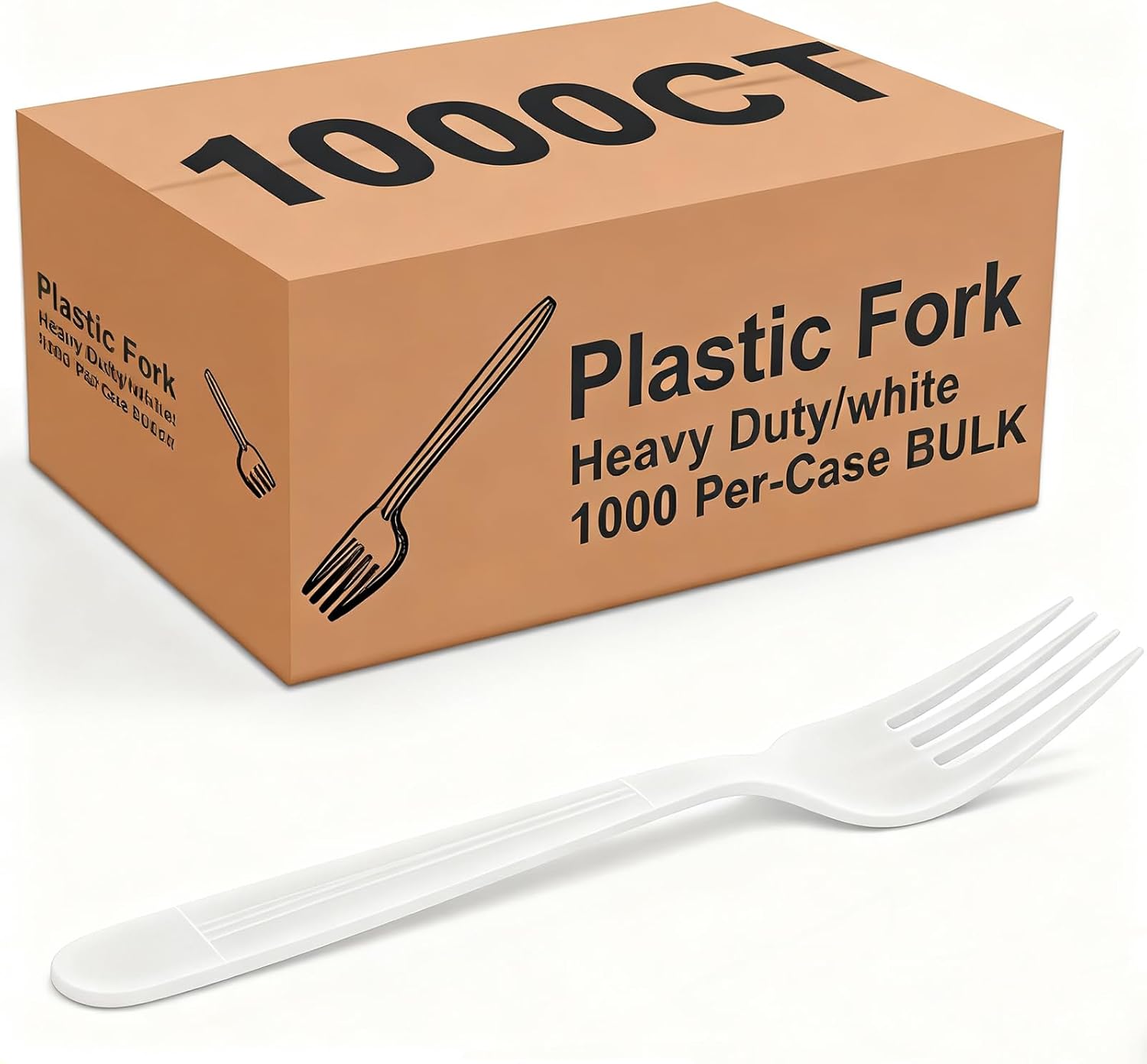 1000 Count Plastic Forks White, Bulk Disposable Forks Plastic Silverware, Heavy Duty Forks Disposable Cutlery Heat Resistant for Takeout Food, Dinners, Catering, Parties, Outdoor Activities