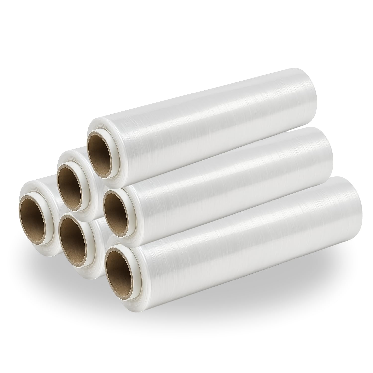 EVOTRADE Wysuwana przezroczysta folia opakowaniowa 50 cm x 200 m, plastik do pakowania przeprowadzki, folia PVC o wysokiej wytrzymałości, folia do pakowania mebli, palety, kartony (6 rolek)