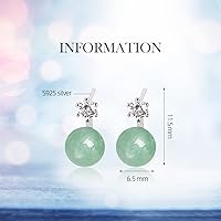 Vista 91 de Jade Earrings Studs,Green Jade Earrings for Women,925 Sterling Silver Earrings Studs for Sensitive Ears,Handmade Jade Earrings for Birthday