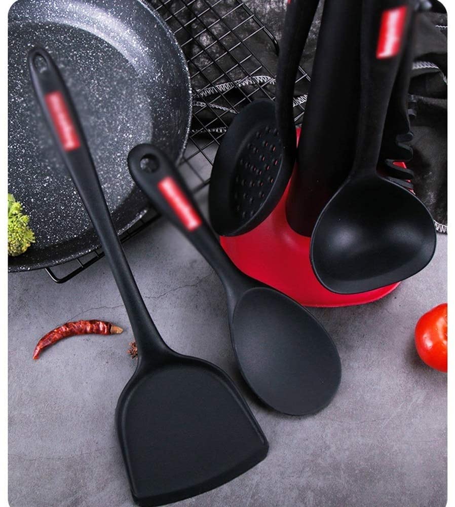 Set di Utensili da Cucina da Cucina, 6 Pezzi di Utensili da Cucina in Silicone Antiaderente Set di spatole con Supporto, Set di Utensili da Cucina in Silicone