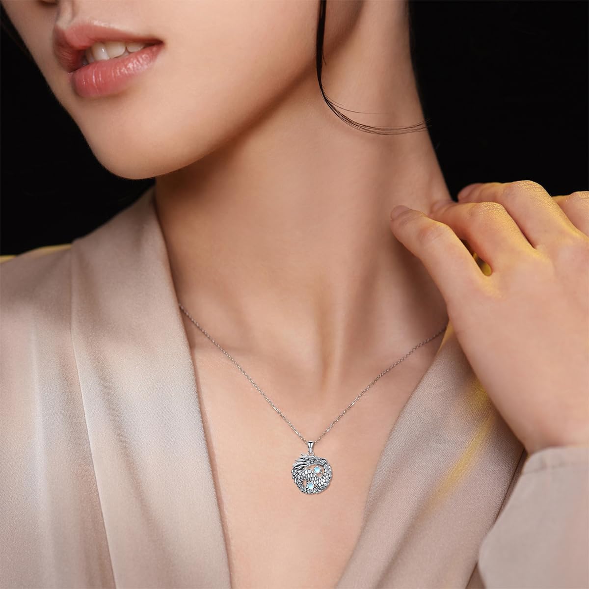 YAFEINI Animal Necklace S925 Sterling Silver Squirrel/Jellyfish/Raven/Duck/Hummingbird/Shark/Butterfly/Highland Cow Pendant Necklace Animal Jewelry Gifts for Women Mom Wife - Image 6