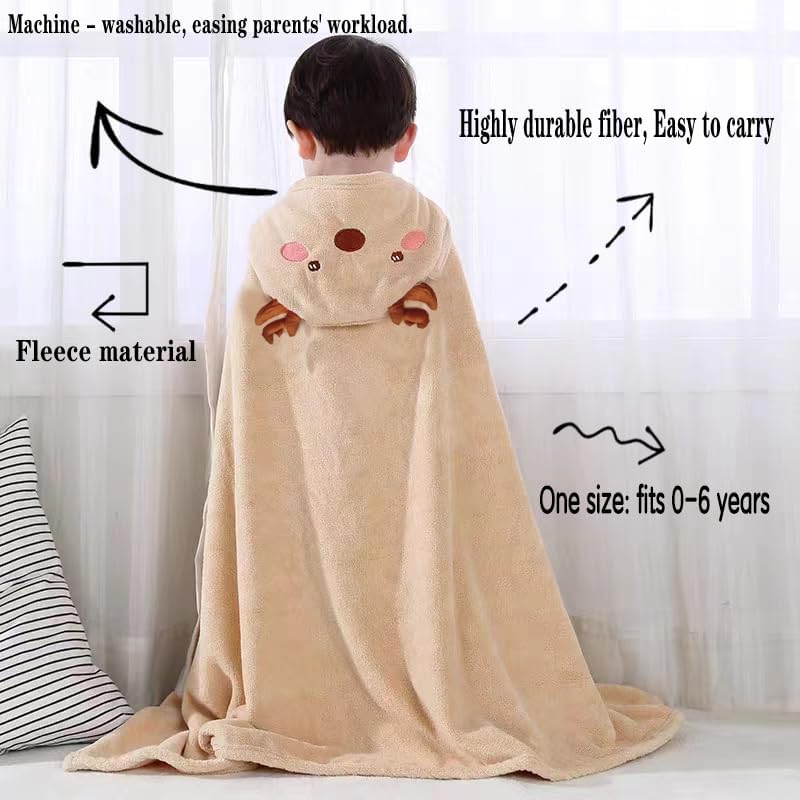 Miniatura 3 de Toalla de baño para niños pequeños con capucha, 27.5 x 55 pulgadas, ultra absorbente, suave, toalla de ducha para niños y niñas (ciervo beige)