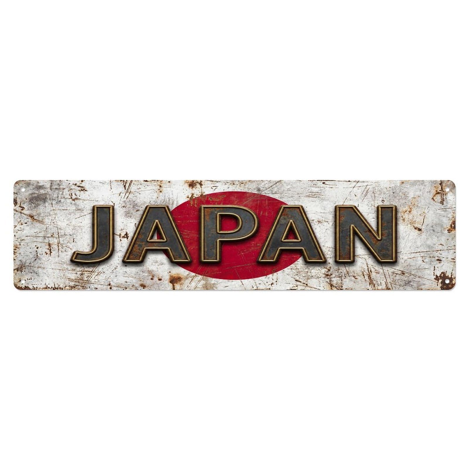 Vintage Japan Flag Pattern Metal Tin Sign