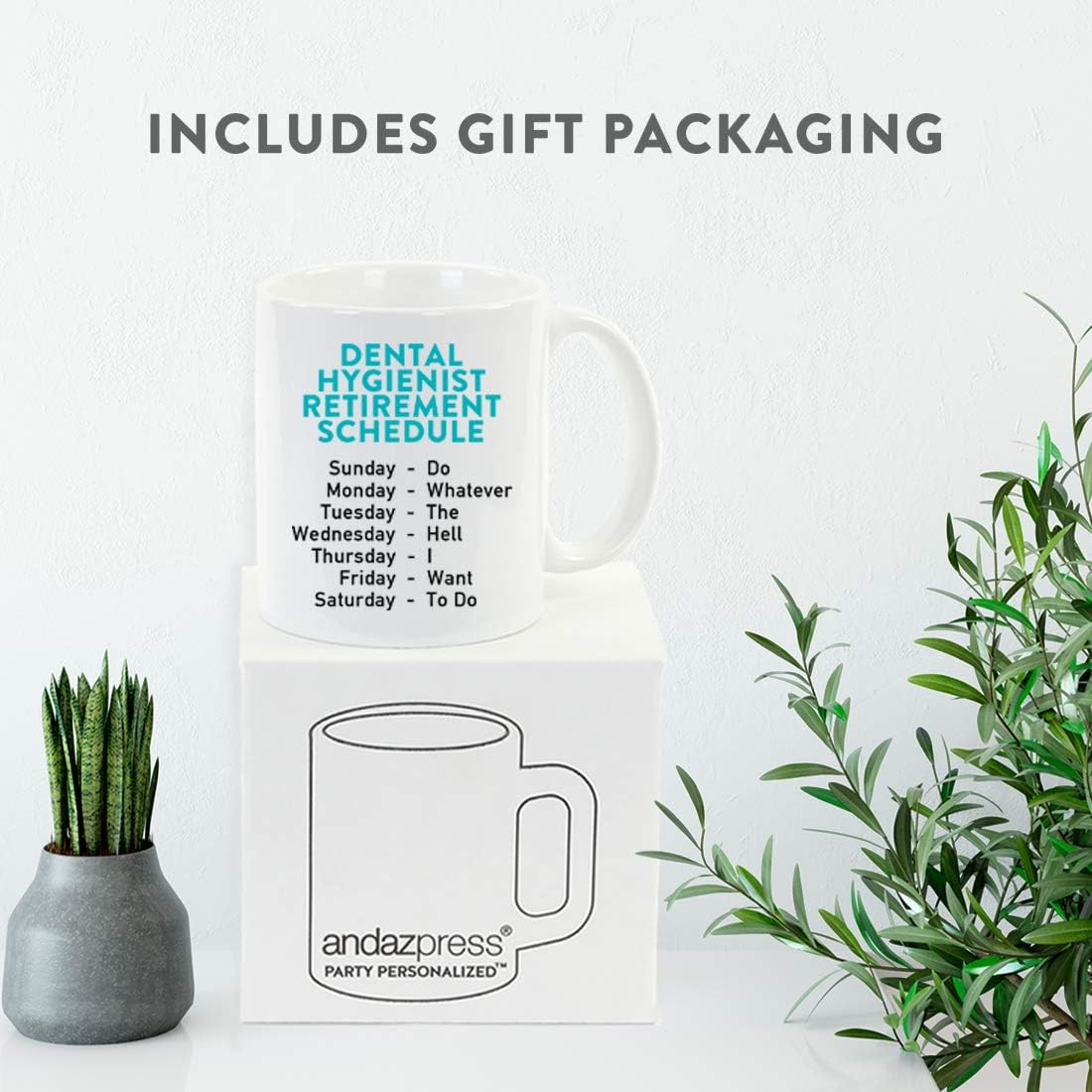 Andaz Press Funny Retirement 11oz. Coffee Mug Gag Gift, Dental Hygienist Retirement Schedule, 1-Pack, Coworker Boss Family Christmas Ideas, with Gift Box