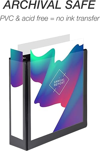 Vista 194 de Samsill (MP128587) - Carpeta de 3 anillos redondos de 3 pulgadas, fabricada en los EE. UU., con cubierta transparente personalizable para insertos