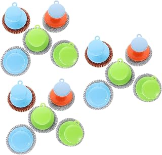 NIYANGLE Steel Scouring Pad 15 Sets Wire Brush Handle Dish sponges Oven Pans Scourer Scrubber Steel Scrubber Scrub Brush Clean Scrub Pot Scourers