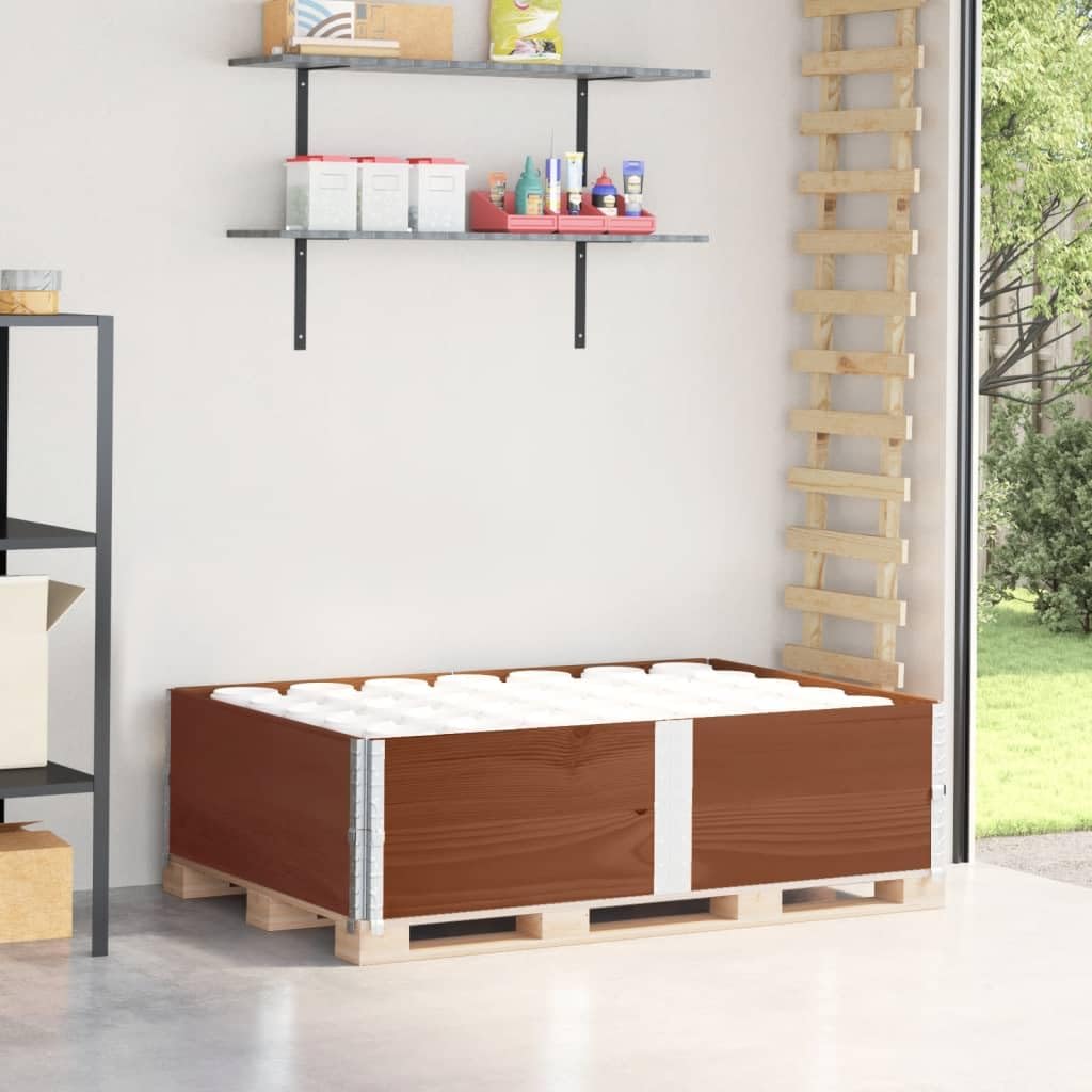 Paretali per Pallet 2pz Marroni 150x100cm Legno Massello Pino, Movimentazione di Materiali,Pianali di carico e Pallet, 22.9kg-4010308