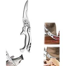 Stainless Steel Bone-Cut Kitchen Scissors, Heavy Duty Kitchen Scissors for Bone Cutting, Poultry Shears with Spring Loaded Handle, Multi-Function Snips for Chicken, Meat, Fish, Vegetables Style A