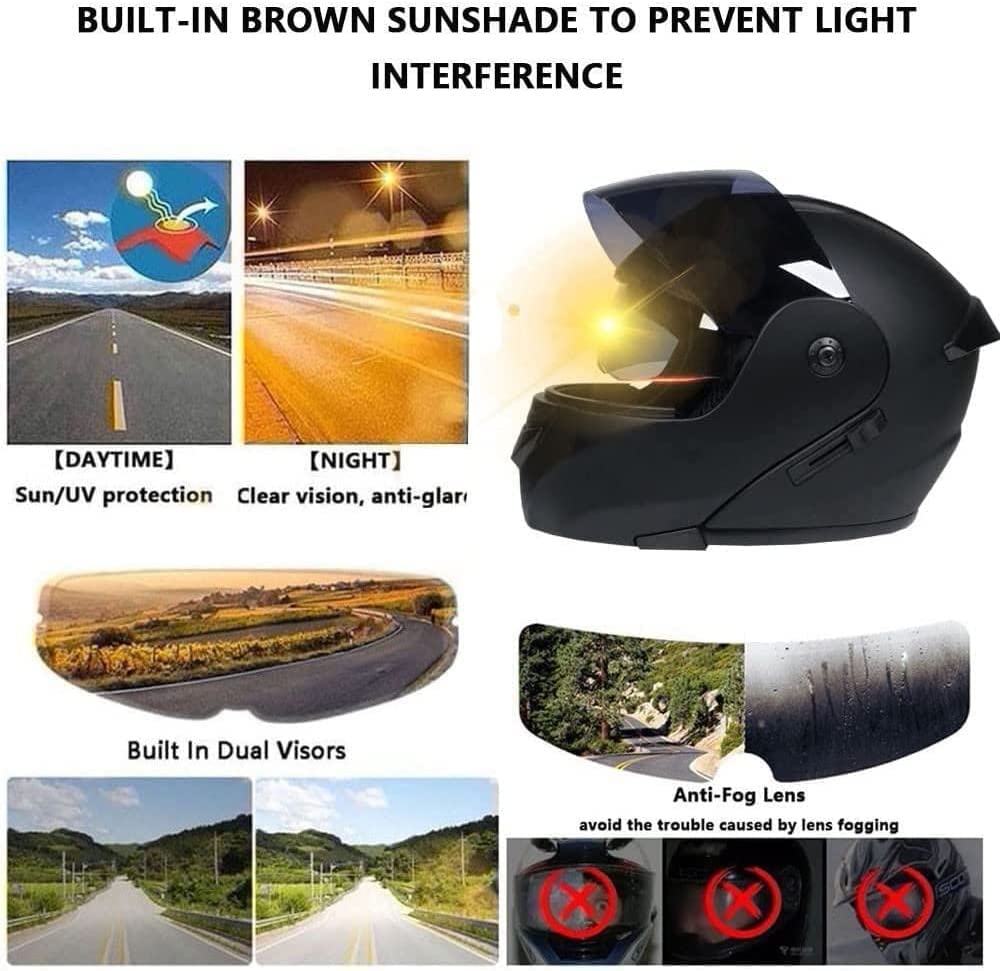 Modułowy Bluetooth zintegrowany kask motocyklowy z podwójną osłoną przeciwsłoneczną, zintegrowany system komunikacji domofonowy radio Certyfikat ECE Kask pełnotwarzowy skuter dla mężczyzn i kobiet